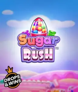 Dive into the colorful world of the Sugar Rush slot game by Pragmatic Play, showcasing a colorful candy dispenser on a dreamy background of candyland. This graphic evokes the fun and excitement of the slot, adorned with bright candies and charming typography. Great for those with a sweet tooth, offering endless entertainment. 